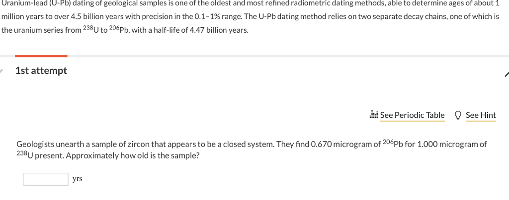 uranium lead dating equation