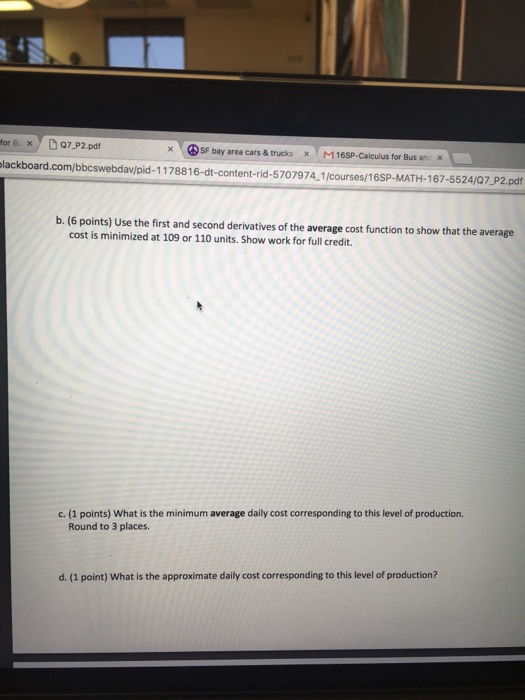 Use The First And Second Derivatives Of The Averag Chegg Com