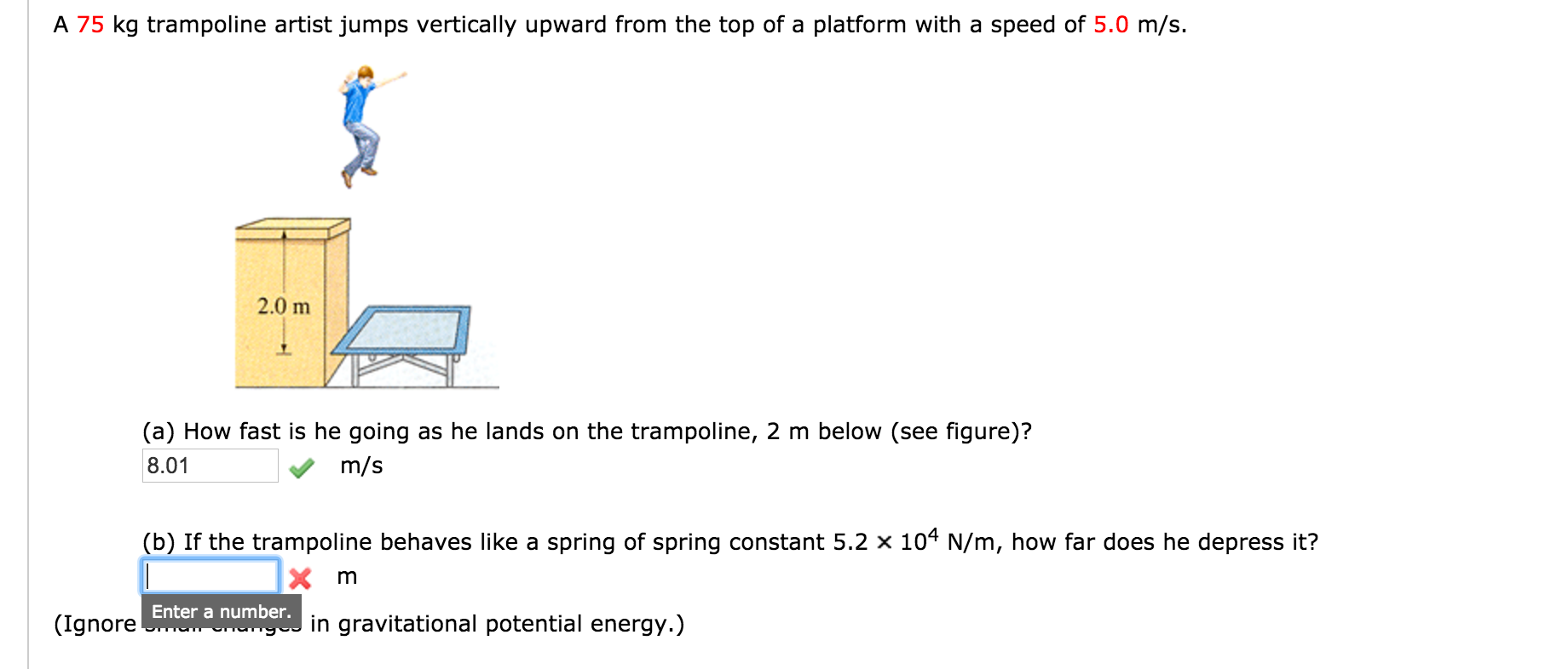 Solved A 75 Kg Trampoline Artist Jumps Vertically Upward Chegg Com