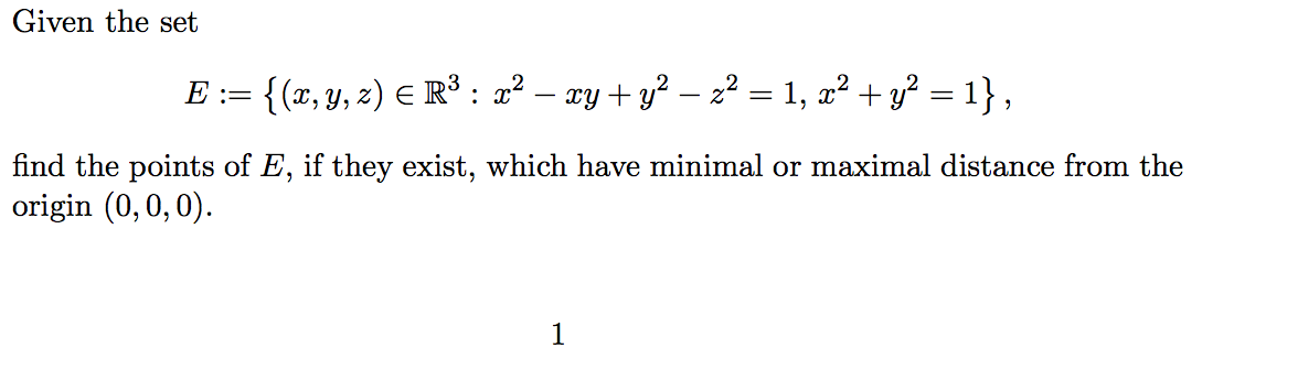 Solved Given The Set E X Y Z Element Of R 3 X 2 Chegg Com