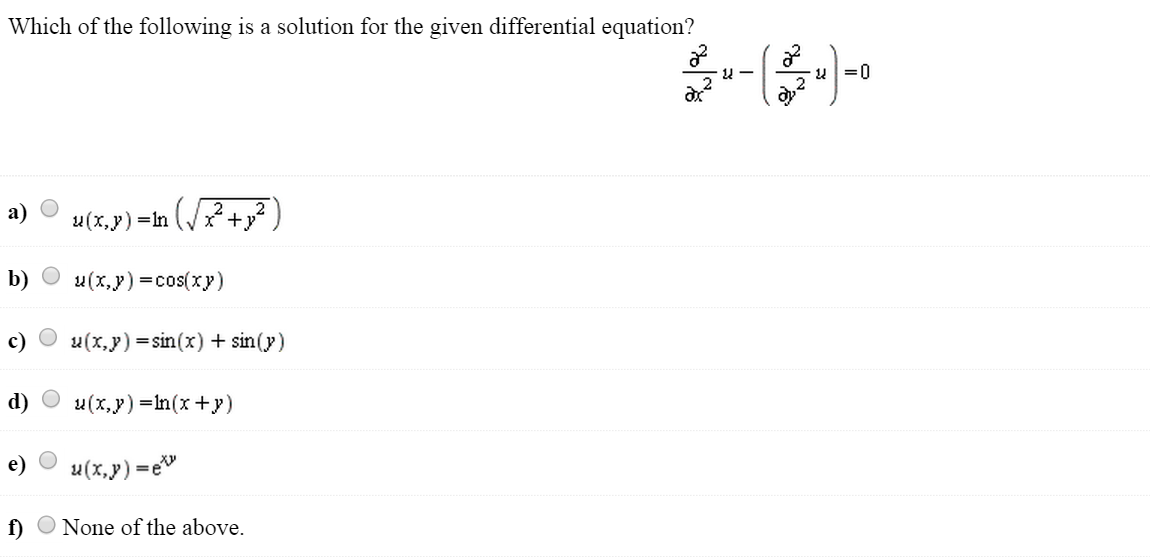 Solved Which Of The Following Is A Solution For The Given | Chegg.com Solved Which Of The Following Is A Solution For The Given | Chegg.com