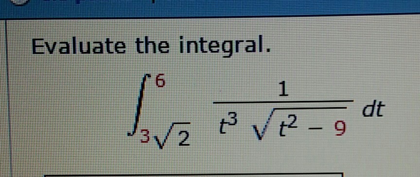 Solved Evaluate The Integral Integrate 1 T 3 Square Root Chegg Com