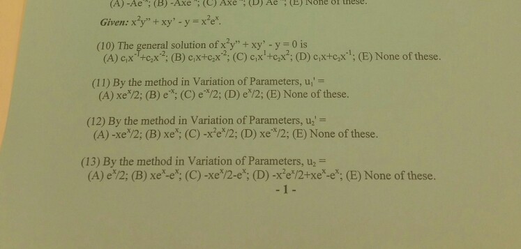 Solved A Ae B Axe C Axe D Ae E None Of These G Chegg Com