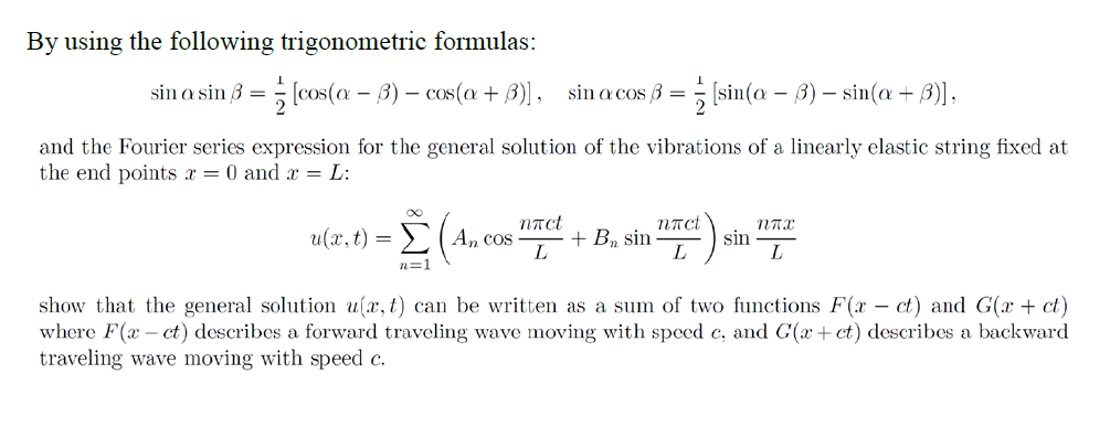 Solved By Using The Following Trigonometric Formulas Sin Chegg Com