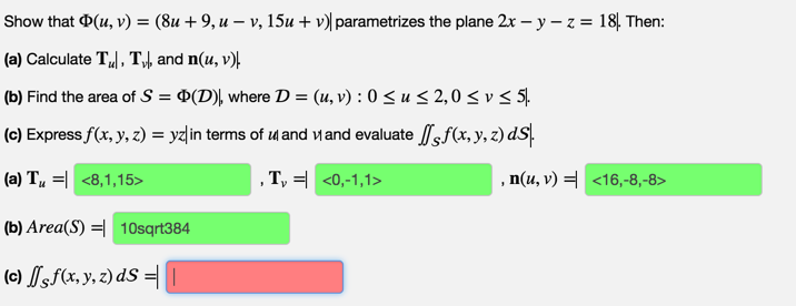 Solved Show That F U V 8u 9 U V 15u V Parametrizes The Chegg Com