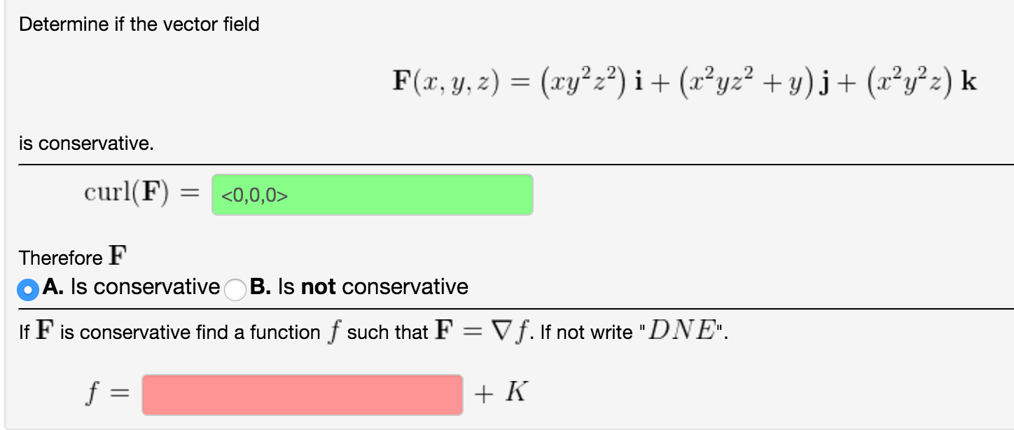 Solved Determine If The Vector Field F X Y Z Xy 2 Z Chegg Com