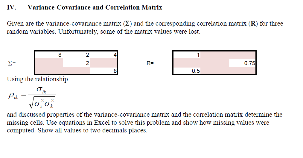 covariance variance