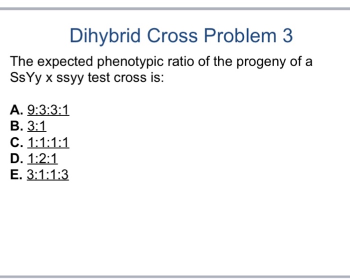 Solved The Expected Phenotypic Ratio Of The Progeny Of A