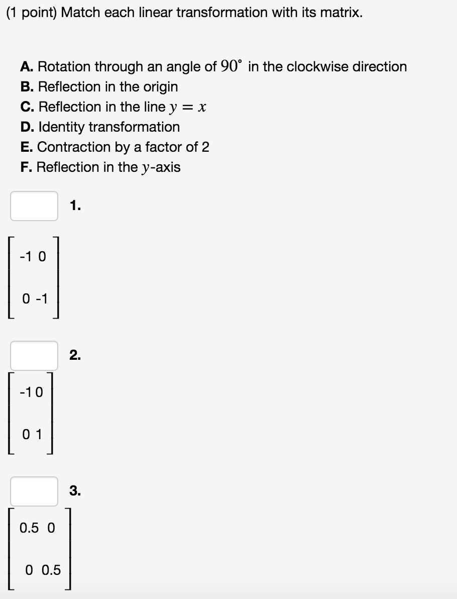 90 Degree Clockwise Rotation Transformation Matrix 