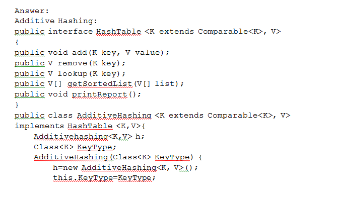 Answered! For HashTables, how do you implement both separate chaining and open addressing into this interface:... 1