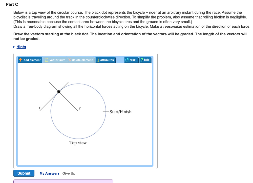 Solved Part C Below Is A Top View Of The Circular Course