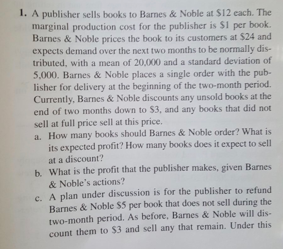 1 A Publisher Sells Books To Barnes Noble At 1 Chegg Com