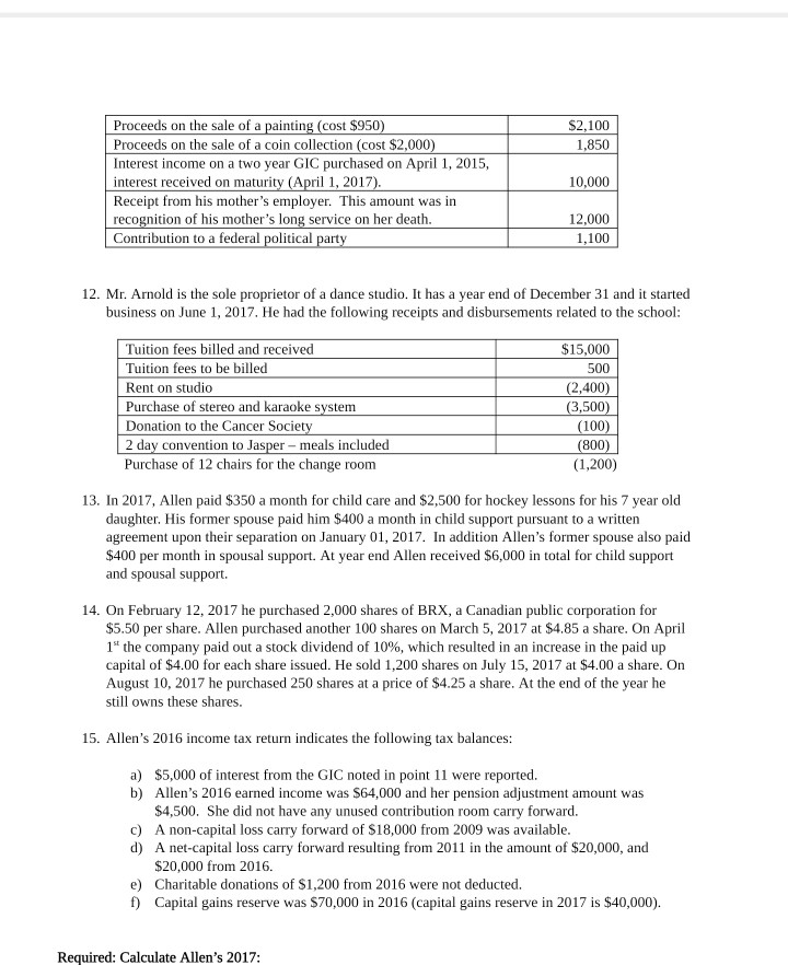 Question 1 Taxable Income Mr Allen Arnold Is 58