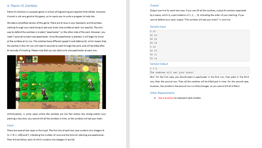 this is my homework. the homework: : PlantsVSZombies