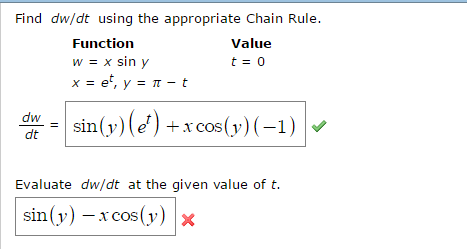 Find Dw Dt Using The Appropriate Chain Rule Chegg 