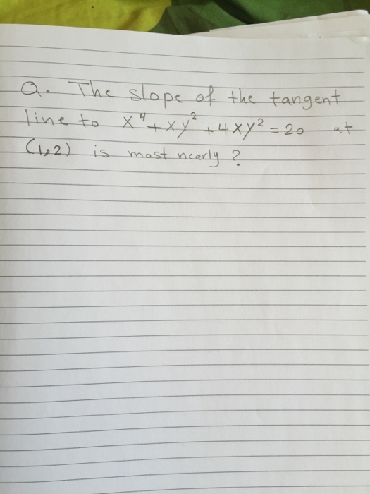 Solved The Slope Of The Tangent Line To X 4 Xy 2 4xy 2 Chegg Com