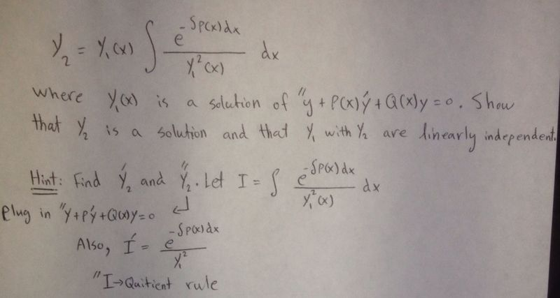 Solved Where Y1 X Is A Solution Of P X Y Q X 0 Show T Chegg Com
