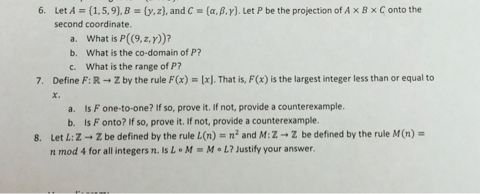 Let A 1 5 9 B Y Z And C Alpha Bet Chegg Com