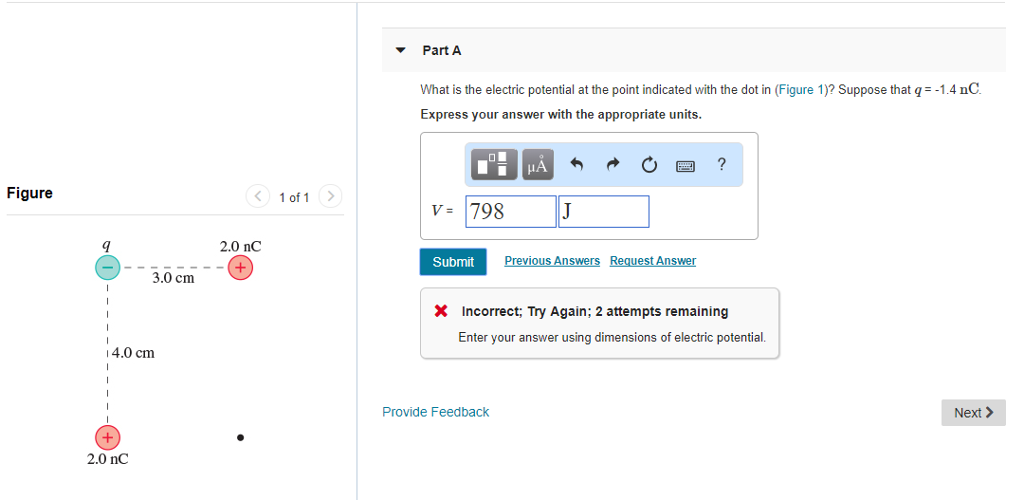 Solved Part A What Is The Electric Potential At The Poi
