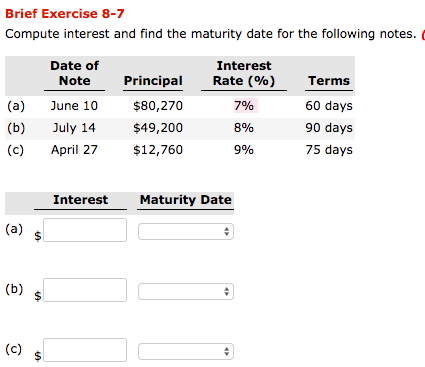 Solved: Brief Exercise 8-7 Compute Interest And Find The M... | Chegg.com