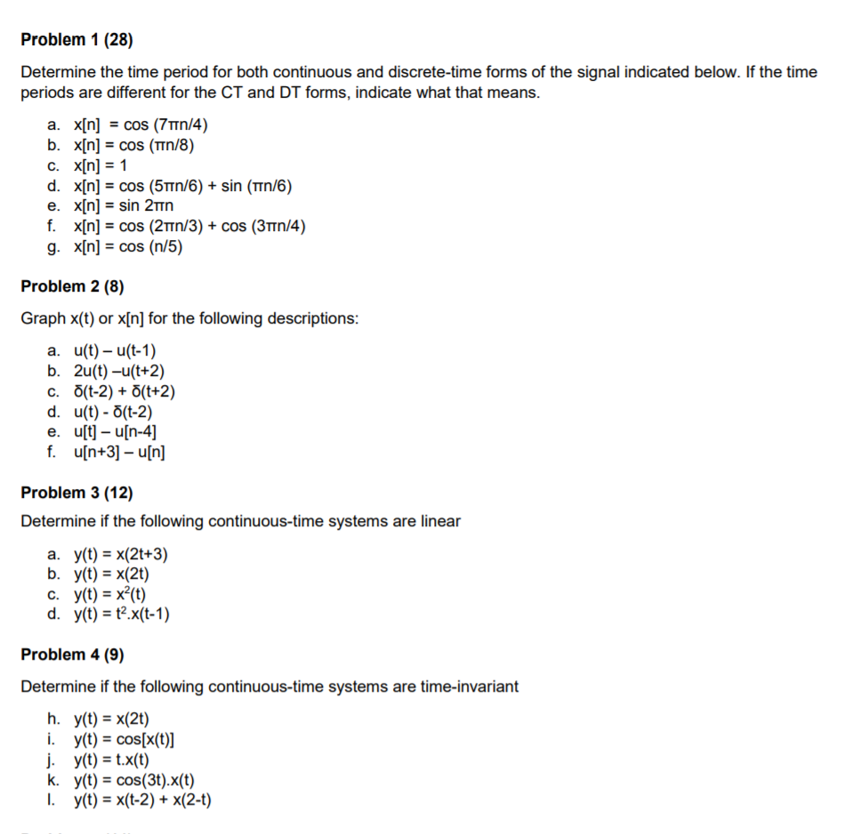 Solved Problem 1 28 Determine The Time Period For Both Chegg Com