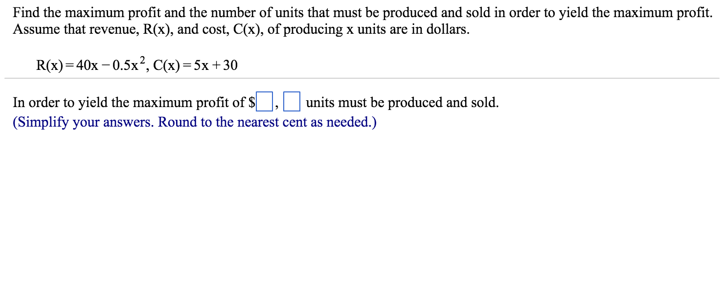 Solved See Attached Image R X And Cost C X Of Produc Chegg Com