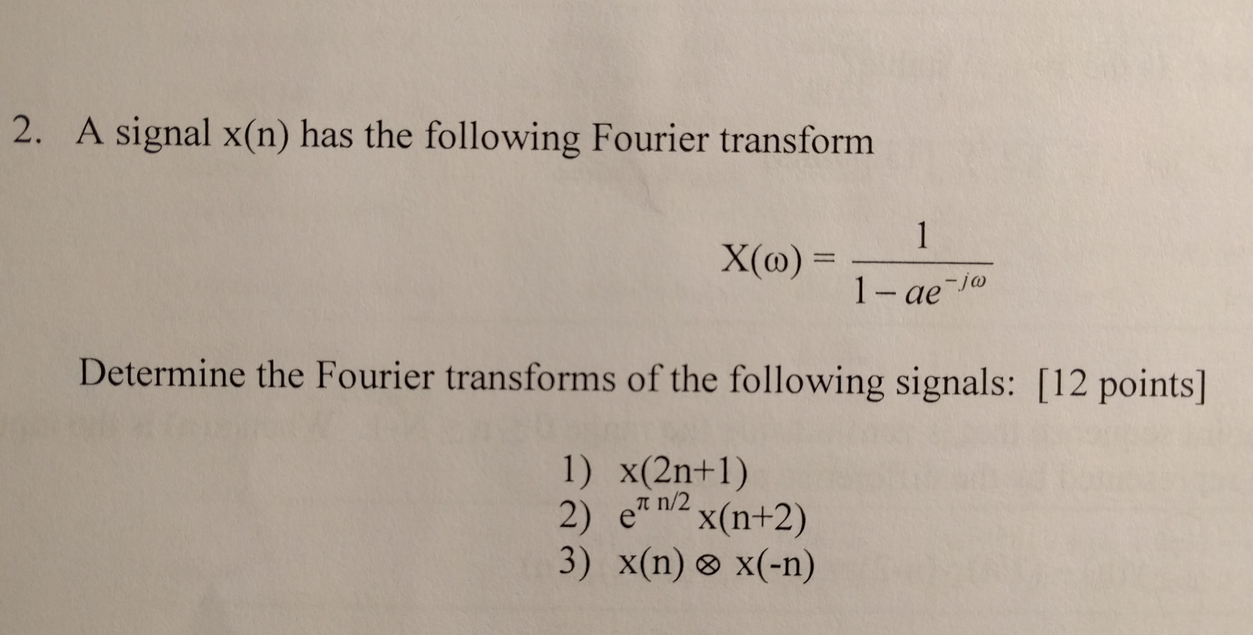 Solved A Signal X N Has The Following Fourier Transform Chegg Com