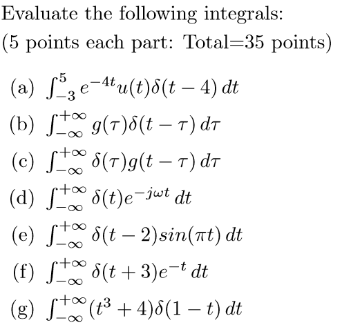 Solved Evaluate The Following Integrals Integral 5 3 E Chegg Com