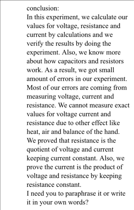 Conclusion of Ohm's Law