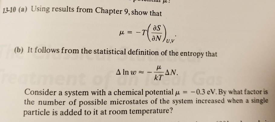 Solved P Tential O M 13 10 A Using Results From Chapter Chegg Com