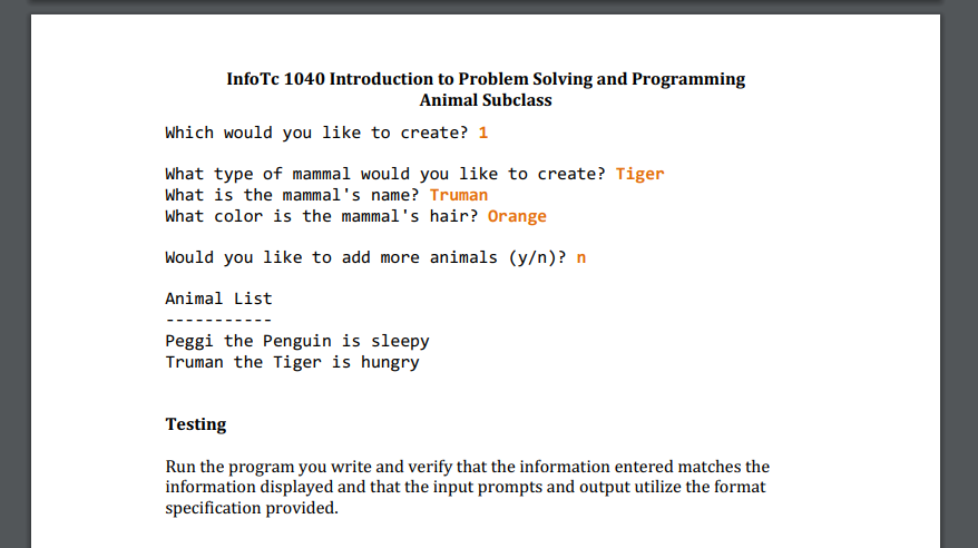 Solved InfoTc 1040 Introduction to Problem Solving and 