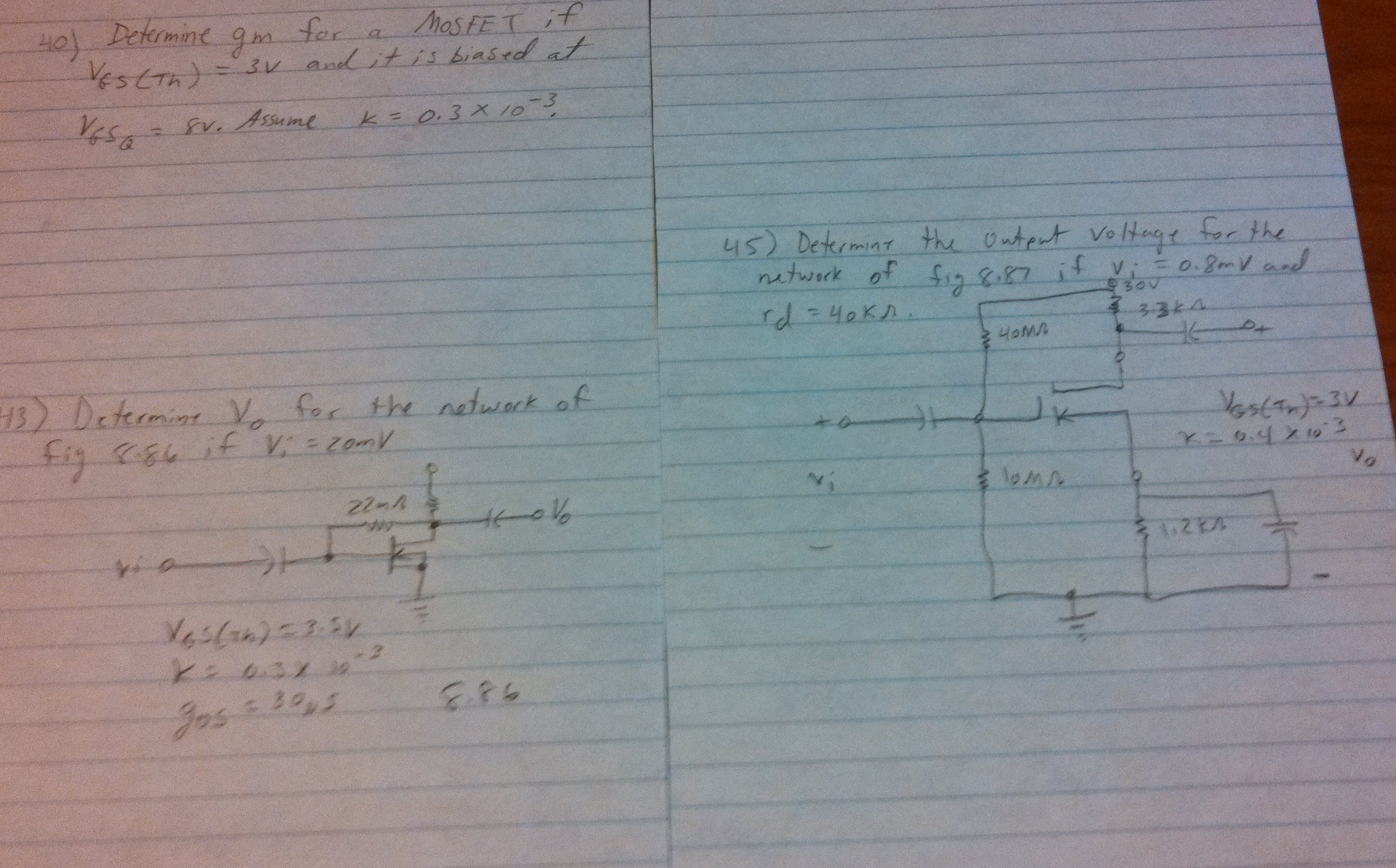 Solved Determine Gm For A Mosfet F Ves Th 3v And It I Chegg Com