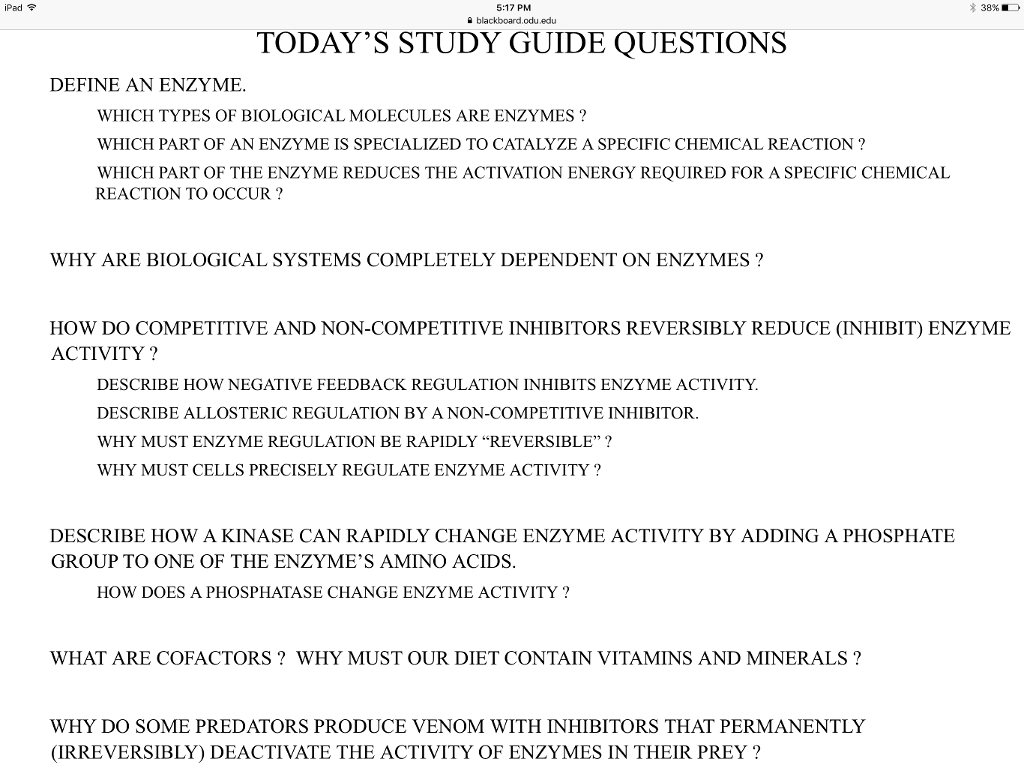 5:17 PM 숱 blackboard.odu.edu 38% TODAYS STUDY