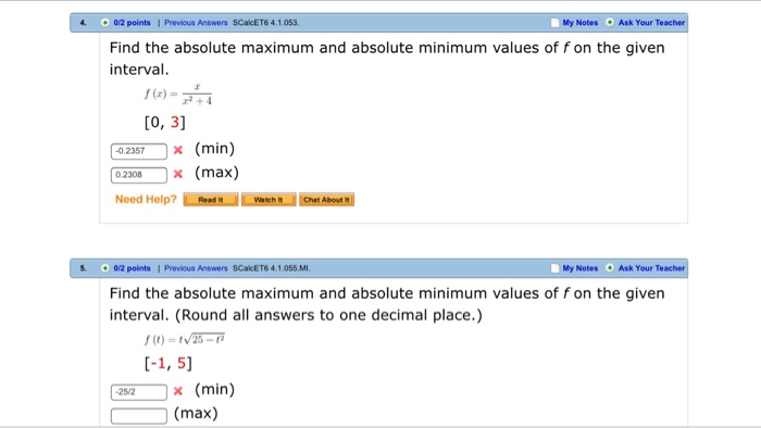 Solved Find the absolute maximum and absolute minimum values