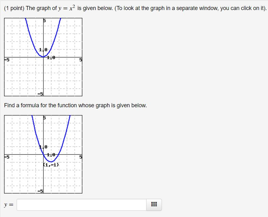 1 Point The Graph Of Y X2 Is Given Below To Chegg Com