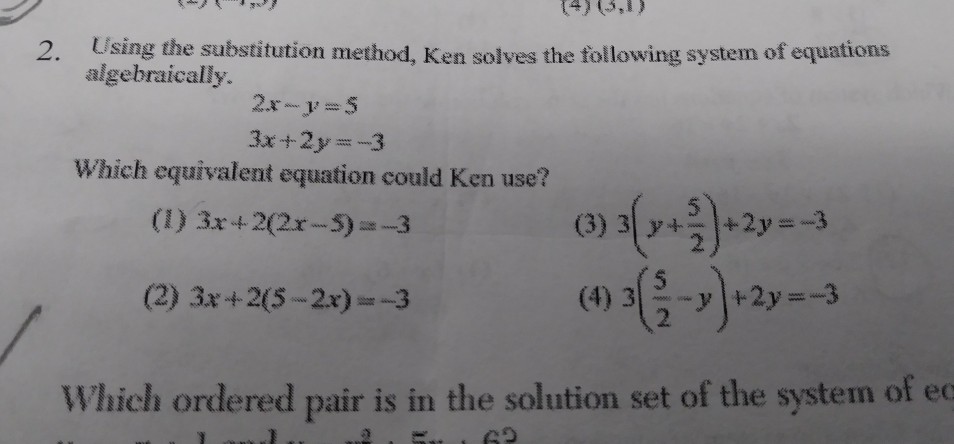 43 1 Using The Substitution Method Ken Solves The Chegg Com