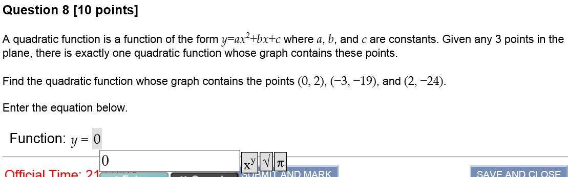 Solved A Quadratic Function Is A Function Of The Form Chegg Com