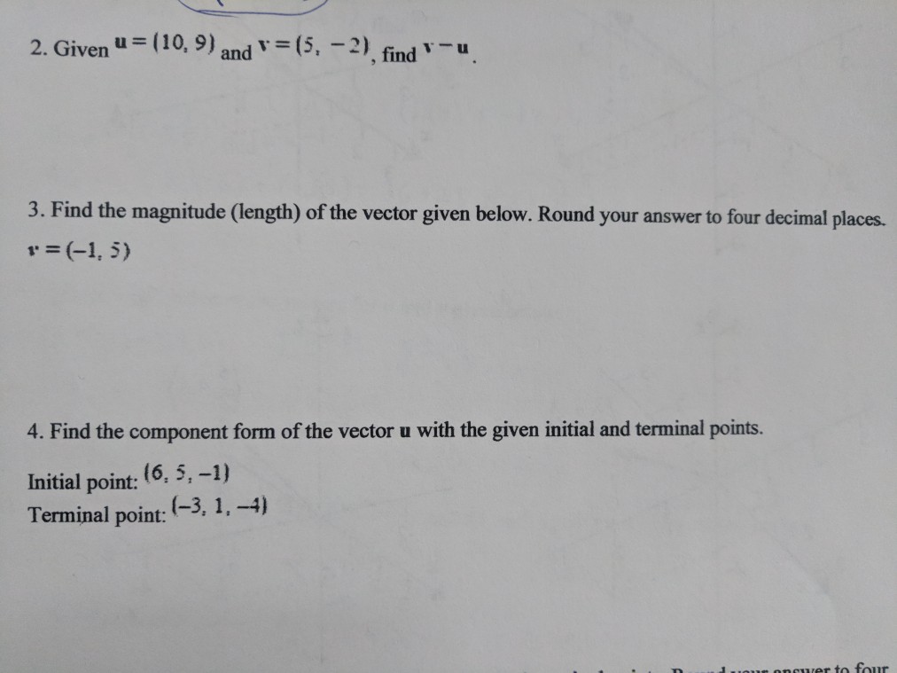 Solved Nu109 And V 5 2 Find V U 3 Find The Mag