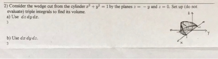 Consider The Wedge Cut From The Cylinder X 2 Y 2 Chegg Com