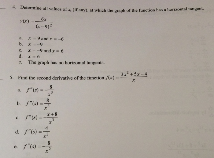 Solved 4 Determine All Values Of X If Any At Which T Chegg Com