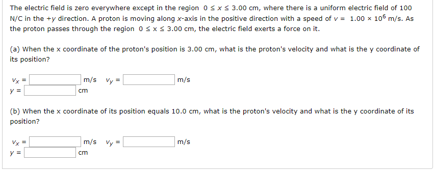 Solved The Electric Field Is Zero Everywhere Except In Th Chegg Com