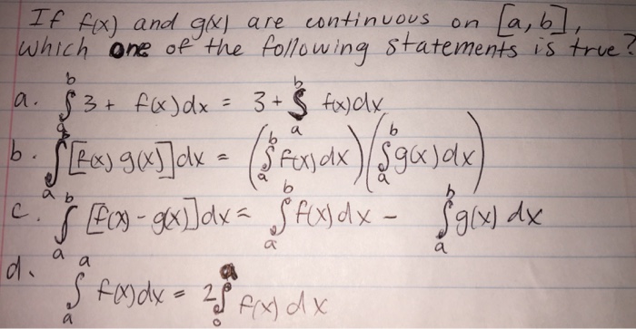 Solved If F X And G X Are Continuous On A B Which On Chegg Com