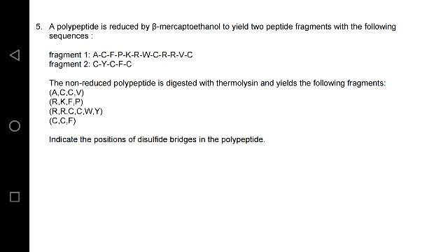 Solved 5 A Polypeptide Is Reduced By B Mercaptoethanol T Chegg Com