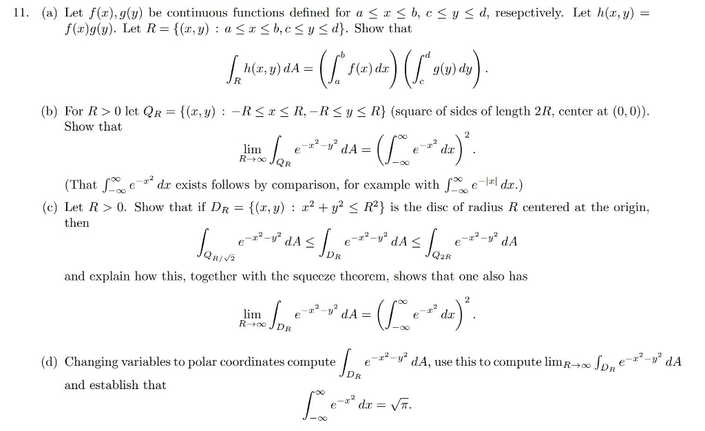 Solved 11 A Let F X G Y Be Continuous Functions Def Chegg Com