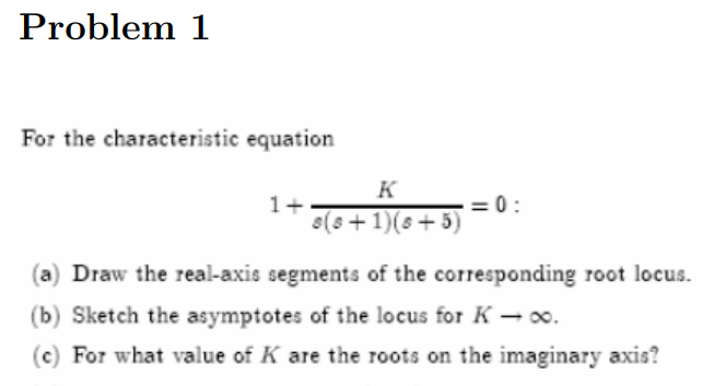 Solved Problem 1 For The Characteristic Equation A Draw Chegg Com