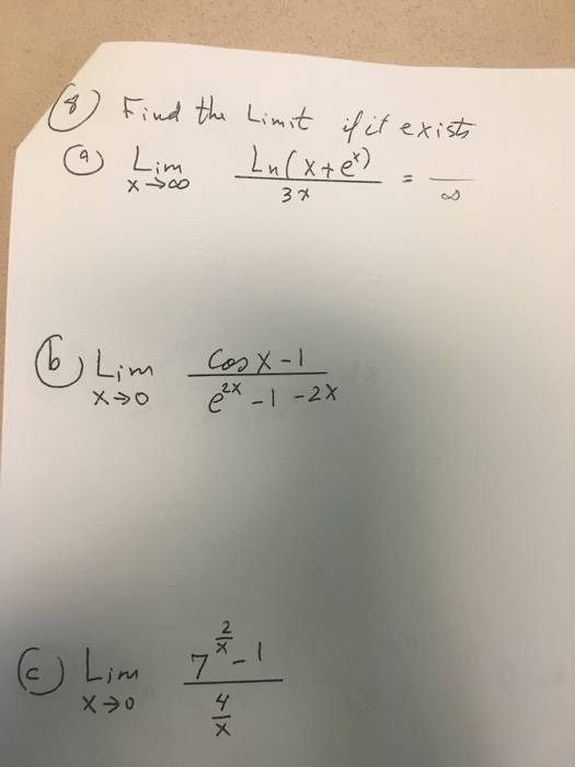 Solved Find The Limit If It Exists Lim X Rightarrow Infin Chegg Com