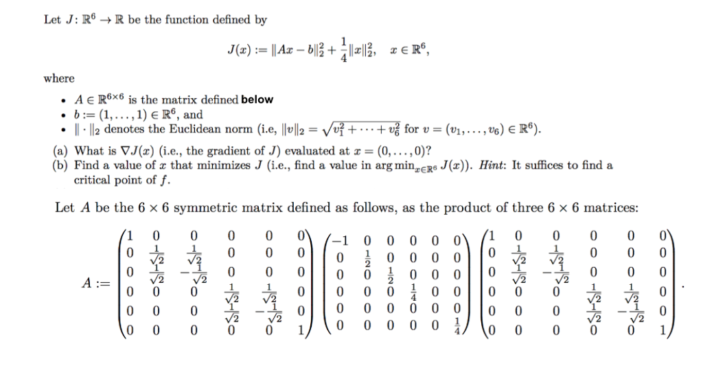 Solved Let J R6 R Be The Function Defined By Where A Chegg Com