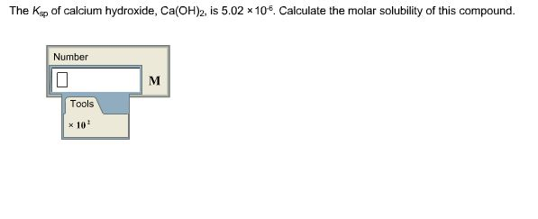 Solved The Ksp Of Calcium Hydroxide, Ca(OH)2, Is 5.02 X10