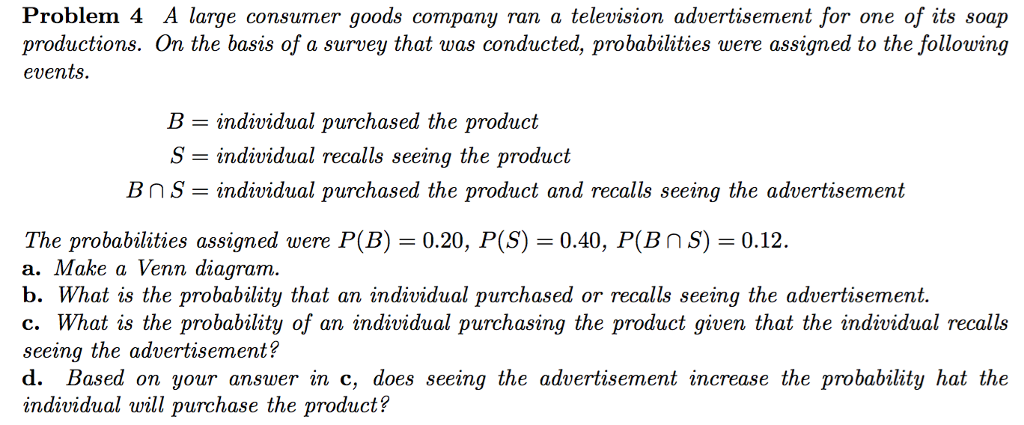 Solved large consumer goods company ran a television