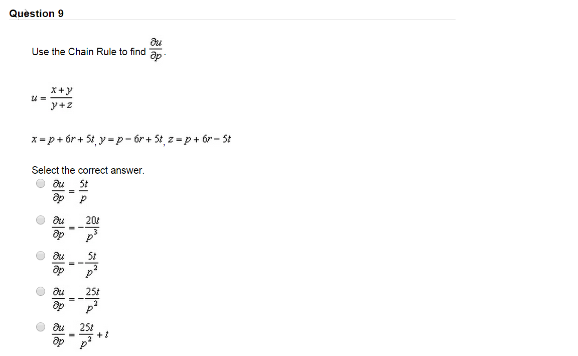 Solved Use The Chain Rule To Find U P U X Y Y Z X P 6r 5 Chegg Com